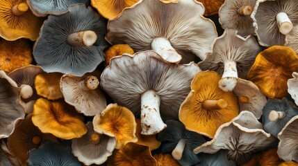 Abstract pattern created from different mushroom species