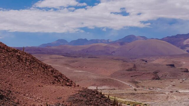Vista a&eacute;rea do Vale dos Cactos no Deserto do atacama - Chile