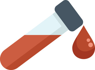 Medical blood test tube with a blood sample dripping from it is ready for analysis