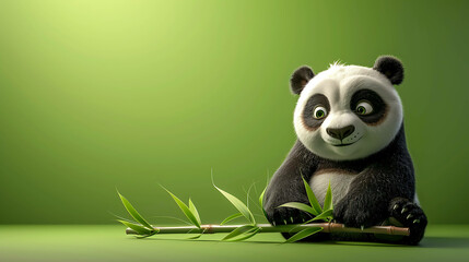 Fototapeta premium giant panda eating bamboo