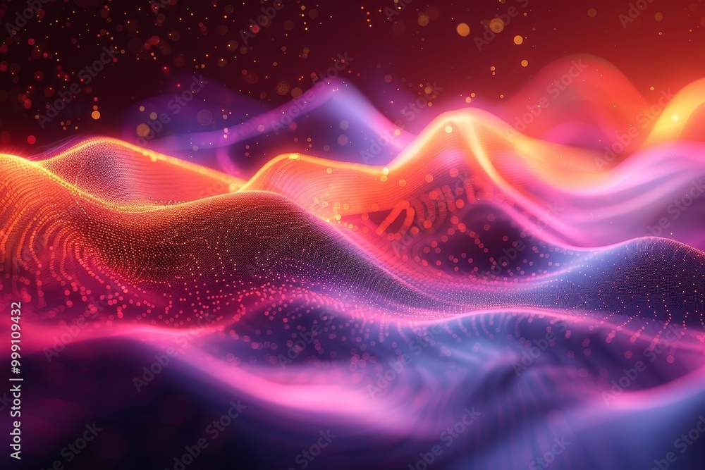 Aufkleber vibrant abstract background with chaotic lines and geometric shapes illuminated by neon light