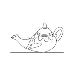 One continuous line drawing of Antiques illustration. Antiques lamp design in simple continuous linear style vector concept. Antiques themes design for educational presentation purpose and asset.