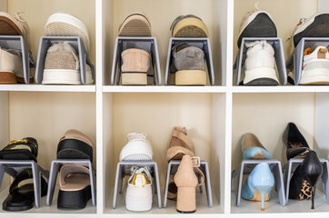 Shoes contemporary storage at home cupboard with shelves cozy room with potted plant interior