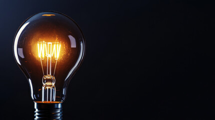 Close-up of a glowing filament light bulb against a dark background, showcasing its rustic and warm illumination.