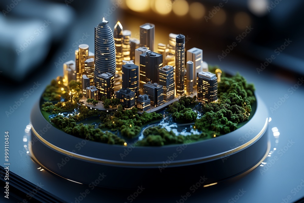 Poster digital 3d presentation of a corporate organizational layout, where global offices and leadership br