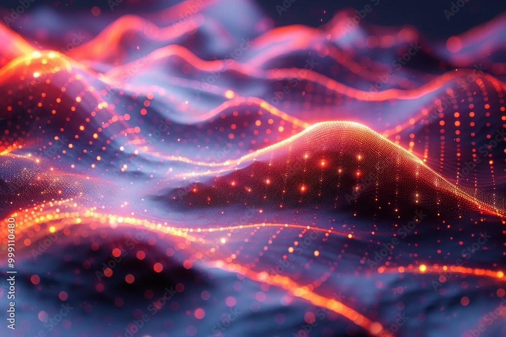 Poster dynamic abstract background featuring colorful lines and geometric shapes with neon light effects