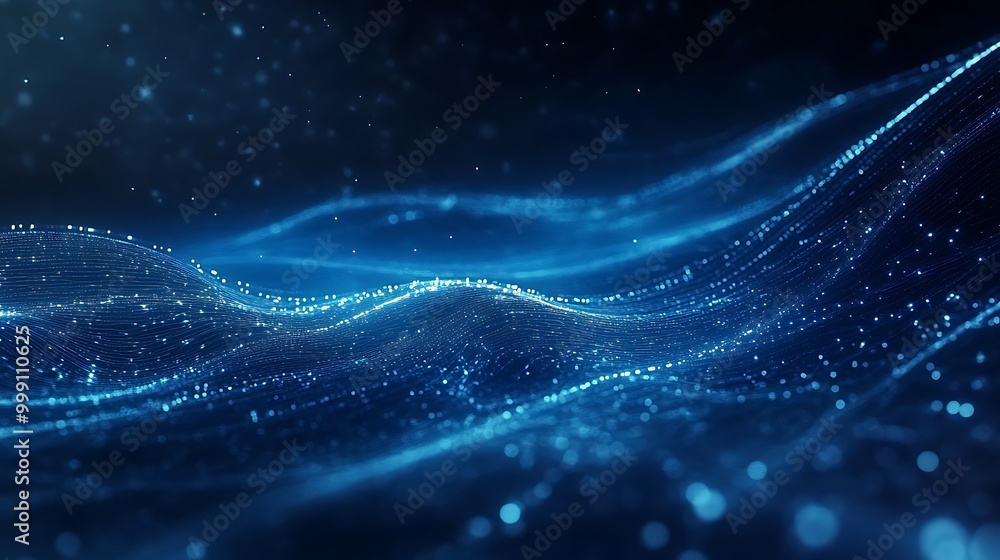 Poster abstract background with blue lines symbolizing high-tech innovation and progress