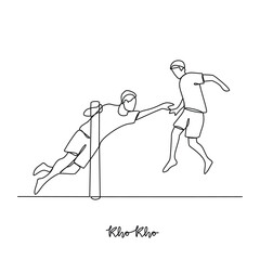 One continuous line drawing of Kho Kho sports vector illustration. Traditional sports design in simple linear continuous style vector concept. Sports theme design for your asset design illustration.