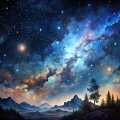 Naklejka premium Night sky with stars in the galaxy