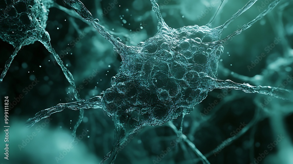 Poster close-up view of abstract brain synapse showcasing intricate neural connections image