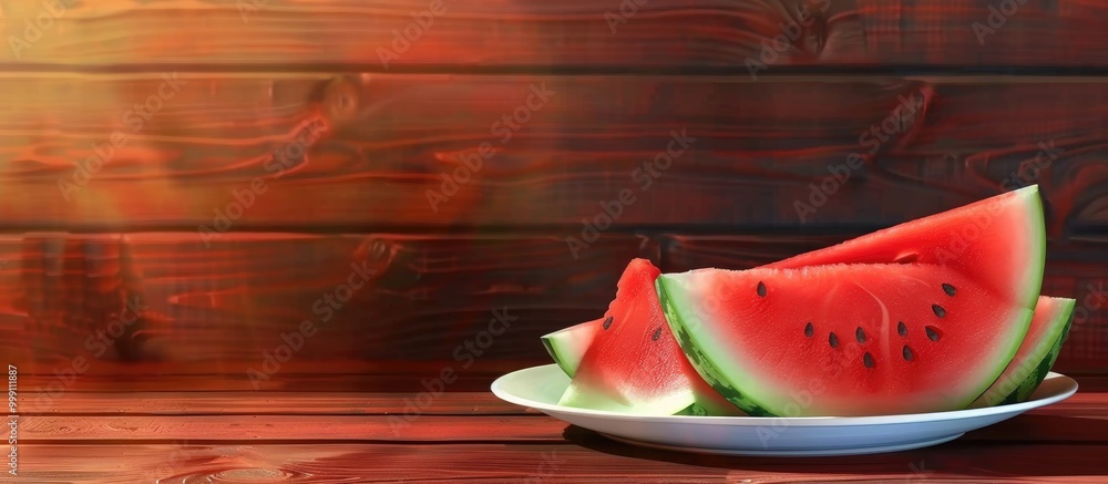 Canvas Prints Delicious Red Flesh Watermelon On The Home Table