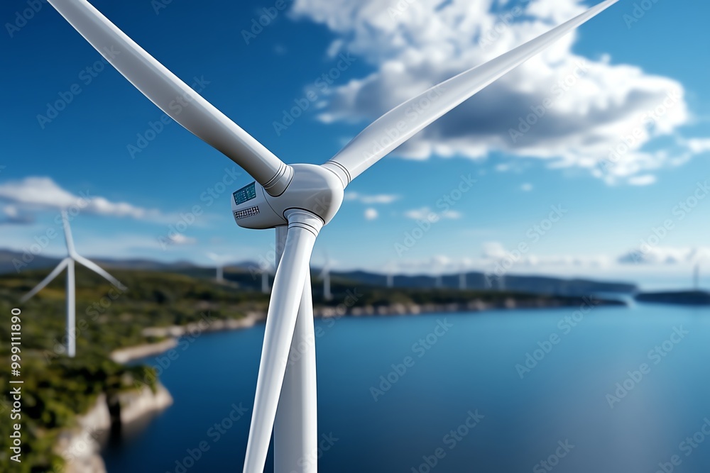 Poster digital 3d wind turbine visualization, with interactive 3d models showing how wind turbines generate