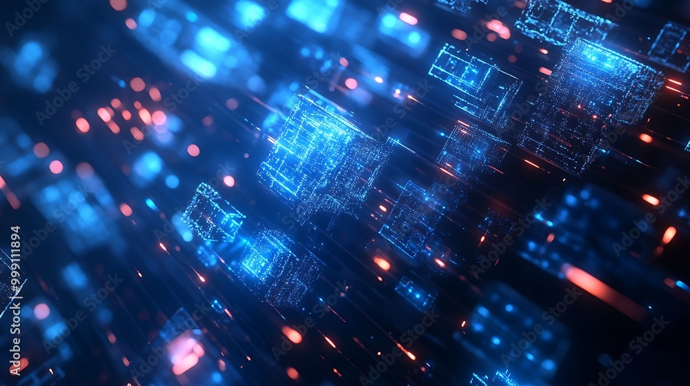 Poster cutting-edge blockchain banner with a futuristic concept and abstract visuals