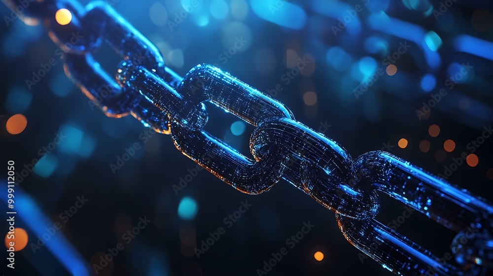 Poster futuristic blockchain banner with abstract elements in a modern design