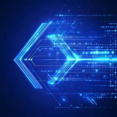 Obraz premium Illuminated blue arrow stands out in an abstract glowing design