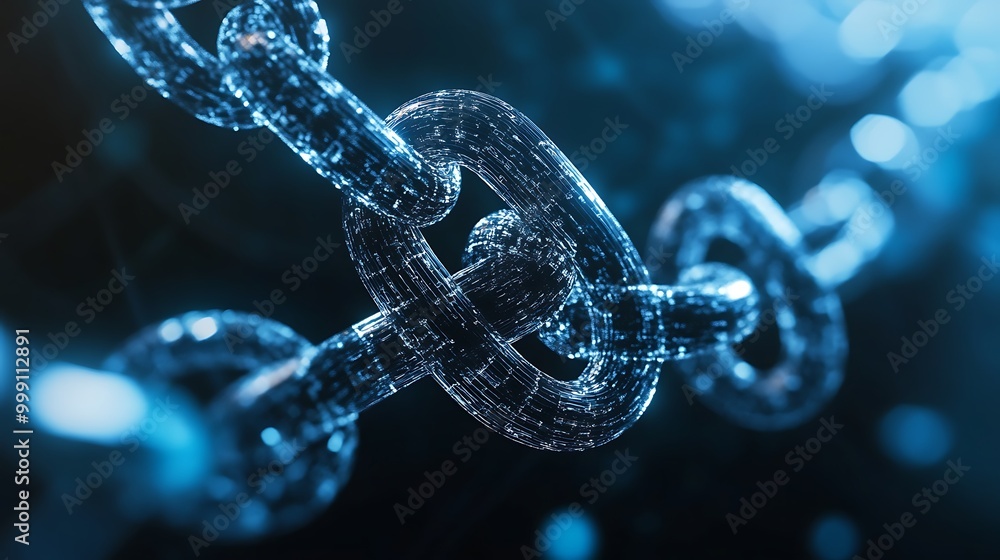 Poster sleek futuristic blockchain banner featuring bold, abstract design elements image