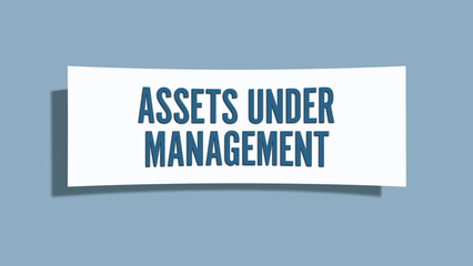 Assets under Management. A card isolated on blue background.