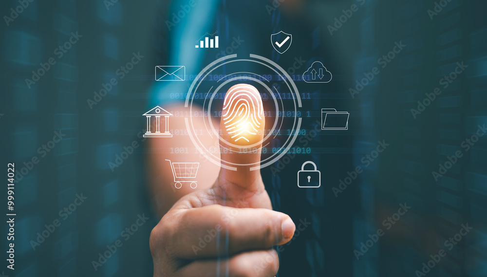 Aufkleber Concept of surveillance and security scan for digital cyber futuristic business applications. Internet network security technology. Innovation for protection from digital cybercrime.