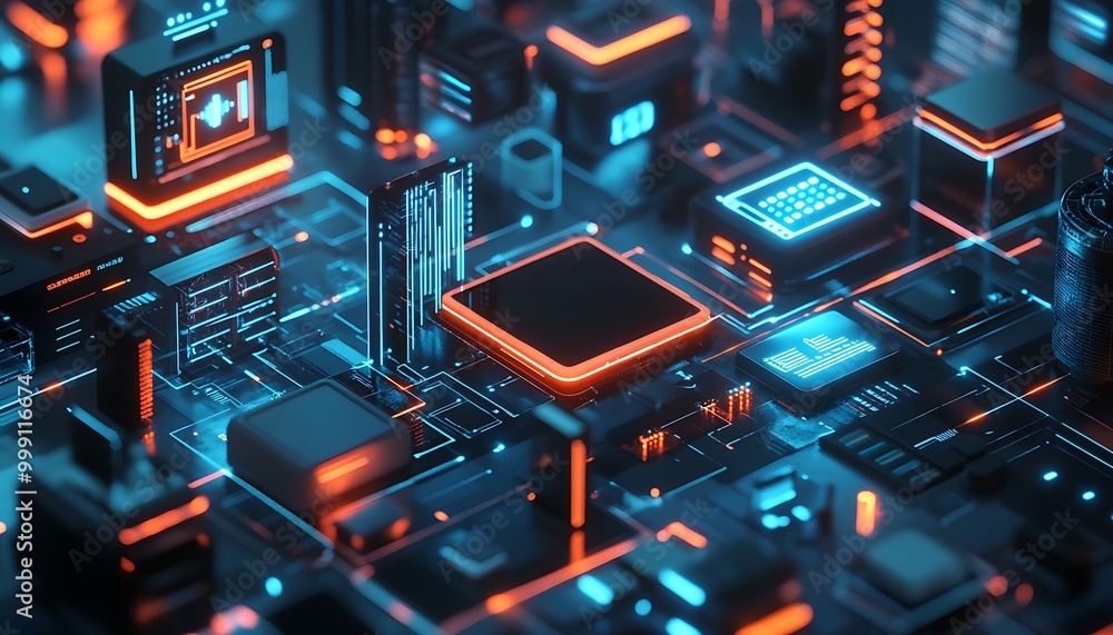 Aufkleber Detailed IoT Concept with Smart Devices Connected by Glowing Data Streams Forming Digital Ecosystem