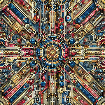 Circuit Board Pattern with Many Electronics Components. Circuit Pattern for Technology Concepts Graphics Resources Pattern Design