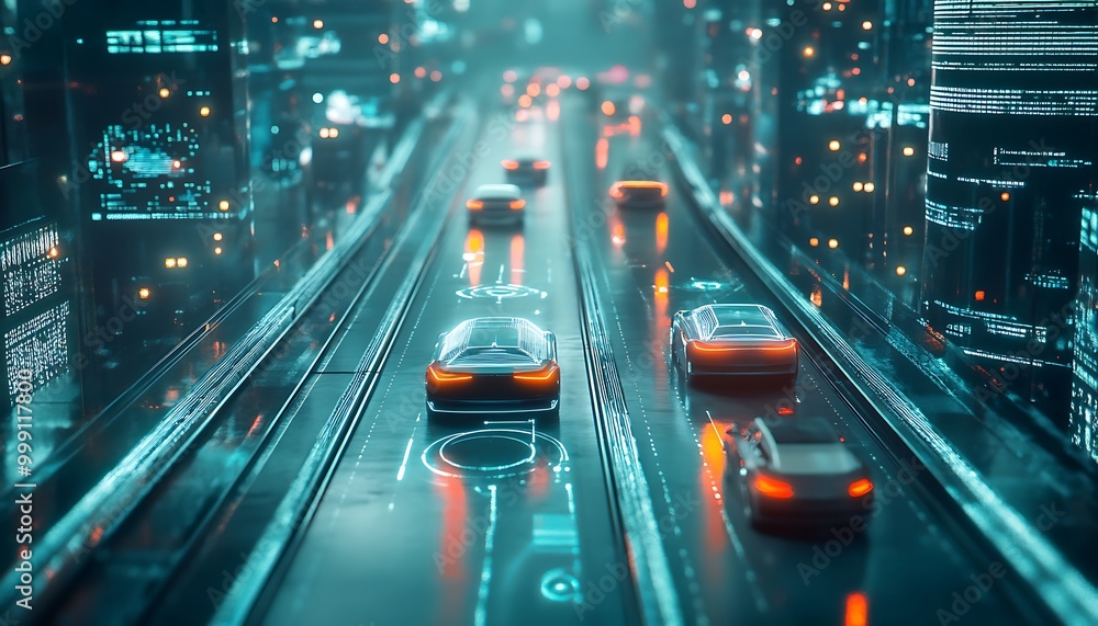 Aufkleber futuristic smart city with connected infrastructure symbolizing iot ecosystem in urban environment