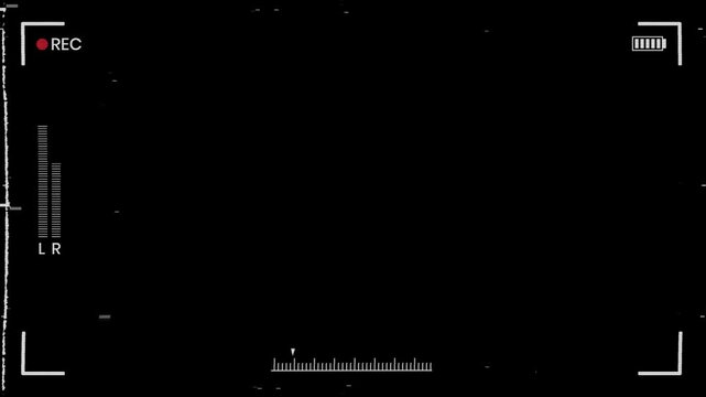 Recording Camera ViewFinder with distortion & Clean versions on transparent background. Old rec video screen effect