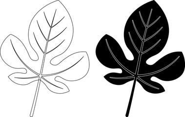 outline silhouette Fig leaf icon set