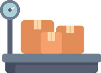 Warehouse scale is weighing three cardboard boxes