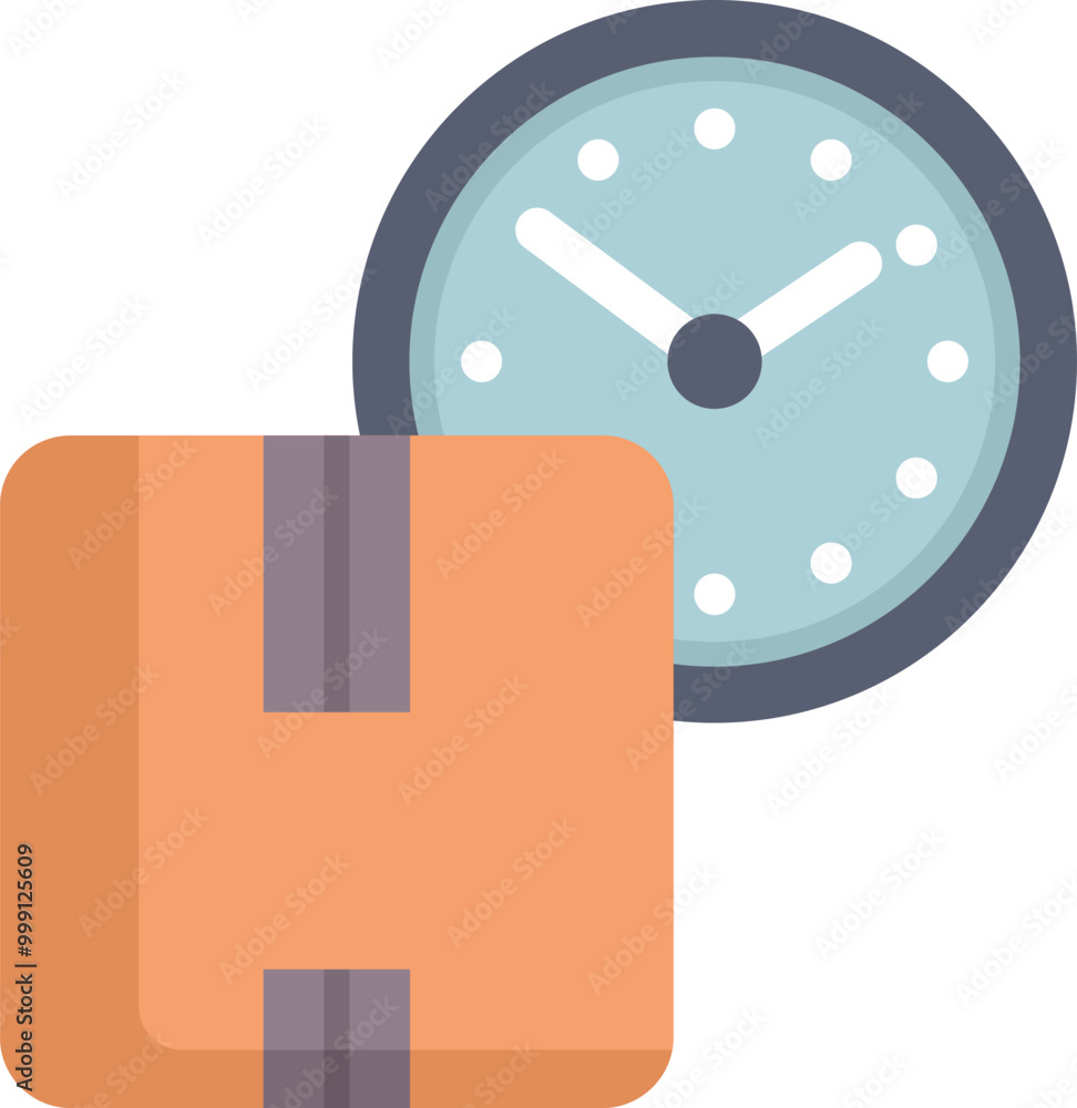 Poster simple icon of a clock showing the scheduled delivery time for a package, great for apps or websites