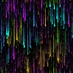 Abstract Colorful Droplets Falling on Black Background