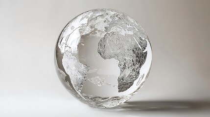 A glass globe, etched with the world map, makes for a striking piece of abstract decor.