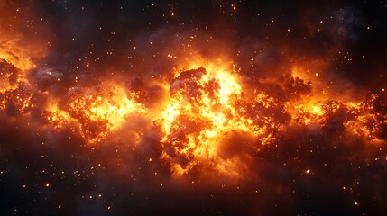 A dramatic and powerful explosion of fire