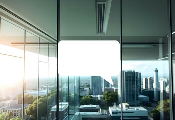 empty message bubble on a corporate office background create with ai