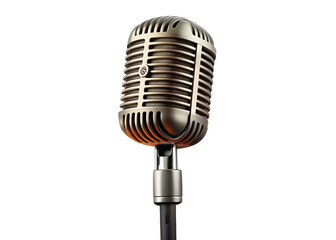 Fototapeta premium A vintage radio microphone stands alone on a white background, ready to capture sound
