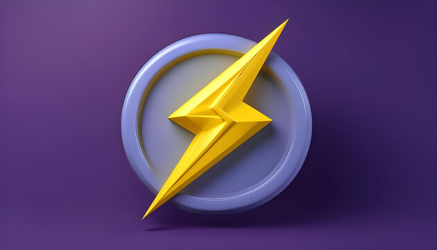 3D Thunder Icon with Soft Background. Thunder Button for Graphics Resources Soft 3D Design