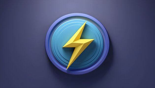 3D Thunder Icon with Soft Background. Thunder Button for Graphics Resources Soft 3D Design
