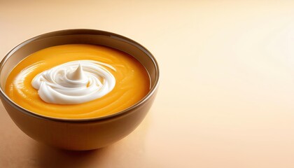 Creamy orange soup in bowl