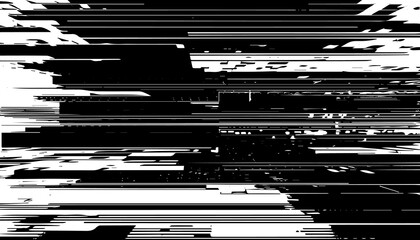 VJ Glitch Noise in Simple Black and White on a Black Background - 3D Render Loop