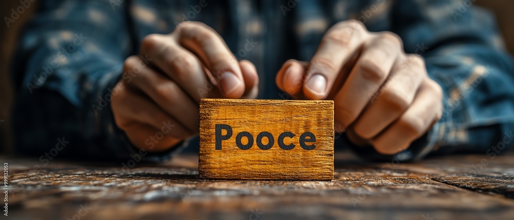 Poster Proactive or reactive solution initiative concept Businessman hold wooden block with  checkmark and text proactive