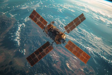 Fototapeta premium Geodetic satellite captures earth s topography for mapping and cadastral applications