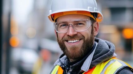 Man Engineer with Protective Gear at Job Site