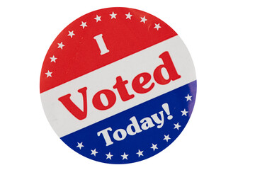Isolated red white and blue I voted patriotic stickers