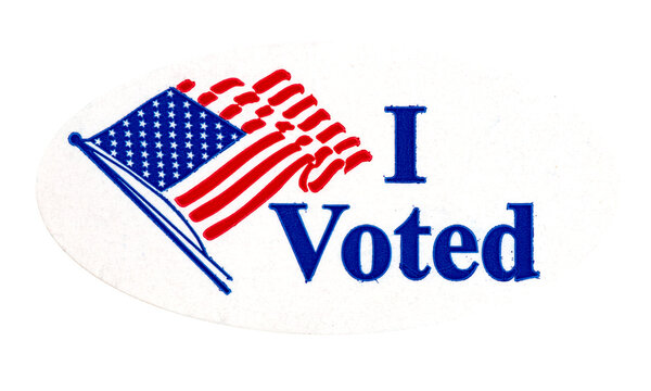 Isolated red white and blue I voted patriotic stickers