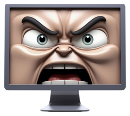 PNG Computer monitor cartoon screen frustration.