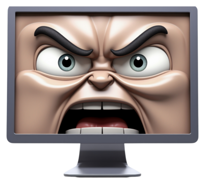 PNG Computer monitor cartoon screen frustration.