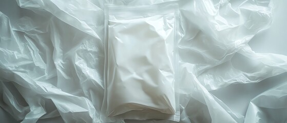 Fototapeta premium A white plastic bag with a white label
