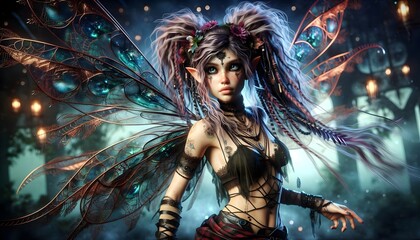 Fantasía Iridiscente: Hadas de la Noche Encantada