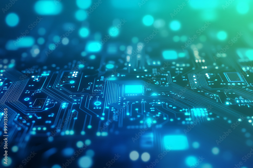 Aufkleber abstract representation of a circuit board with glowing elements, symbolizing technology.