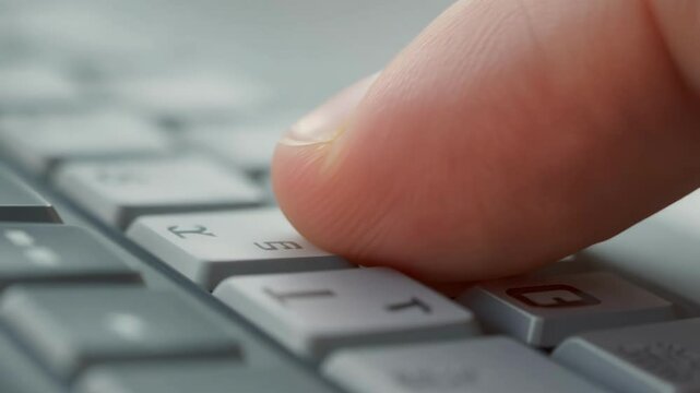 A close-up of a finger pressing a key on a sleek keyboard, representing technology, precision, and productivity. The image focuses on modern work and efficiency in the digital world.