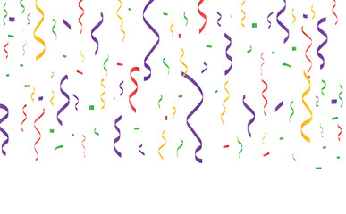 Colorful confetti transparent background for celebration and happy birthday card